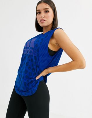Adidas – Blått linne med leopardmönster-Flerfärgad