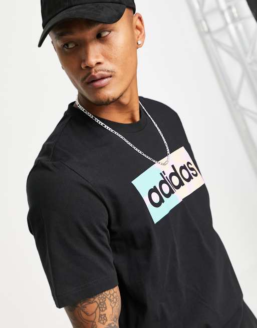 Adidas box logo t-shirt in black | ASOS