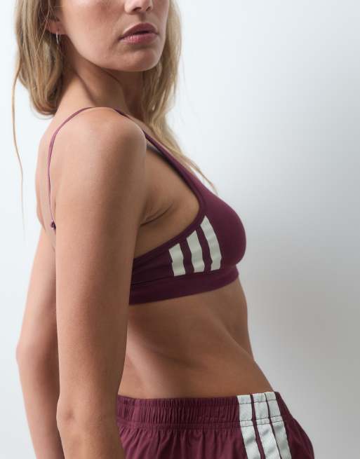 Adidas bralette deportiva básica de algodón con 3 bandas y escote redondo, 3 de 4