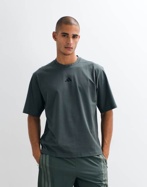 adidas - camiseta oversize de entrenamiento con estampado trasero en verde, 5 de 5