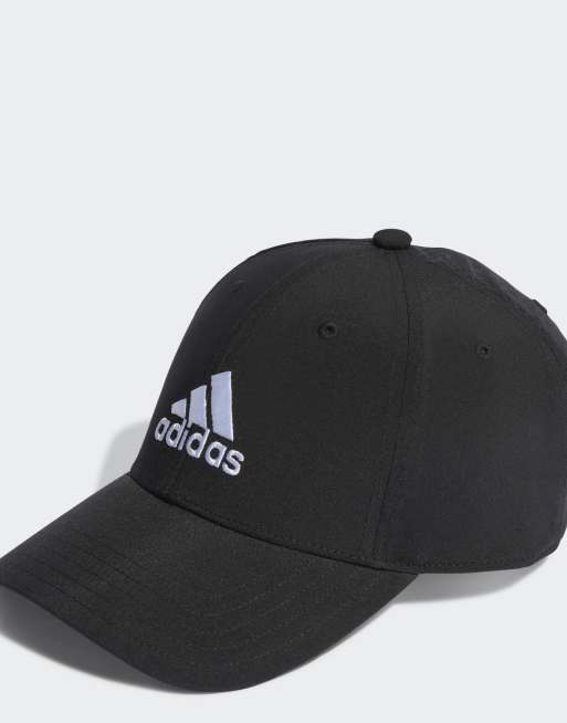 adidas - Cappellino leggero nero / bianco con logo ricamato