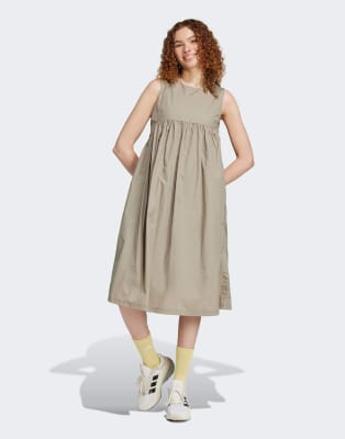 adidas City escape summer dress in putty beige-Grey
