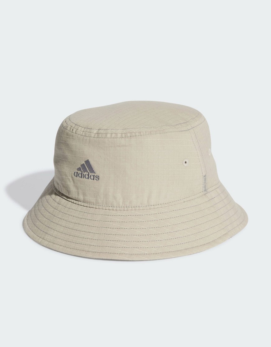 adidas classic cotton bucket hat in beige-Grey