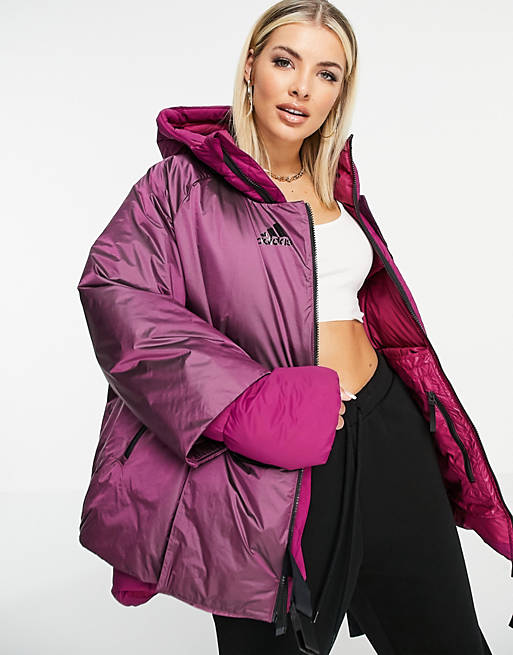 adidas COLD.RDY down jacket in burgundy