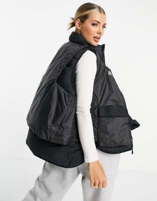 black down vest with hood