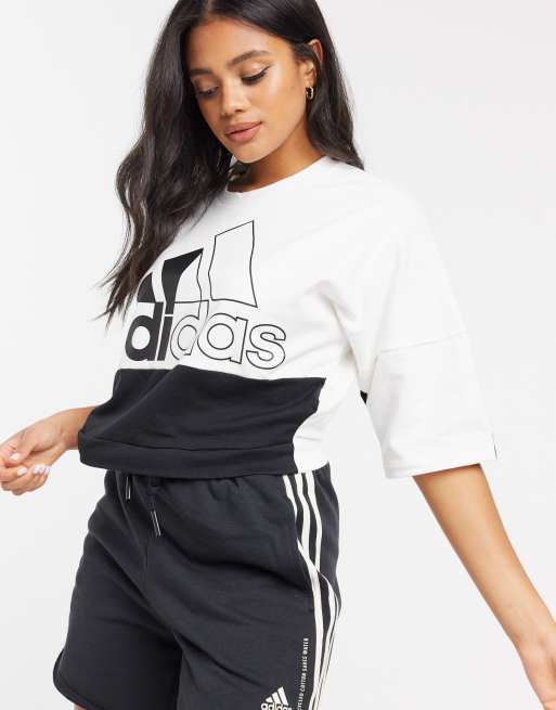 adidas Colourblock top in white | ASOS