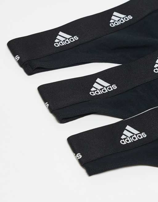 adidas - Confezione da 3 perizomi sportivi in cotone comfort neri, 4 di 4