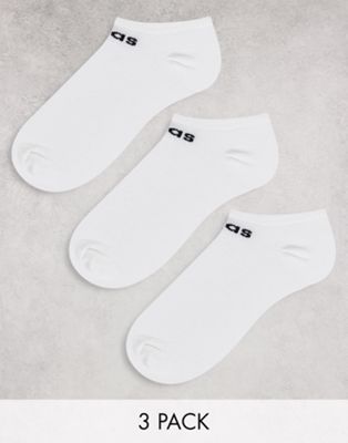 adidas Core no show 3 pairs of trainers socks in white