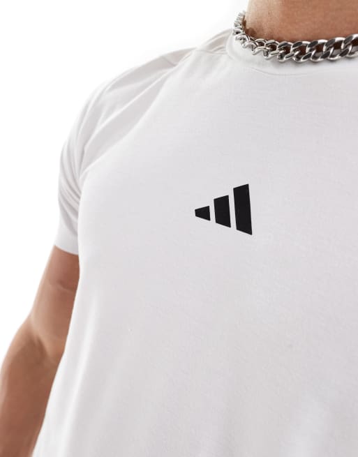 adidas D4T T shirt with small chest logo in white