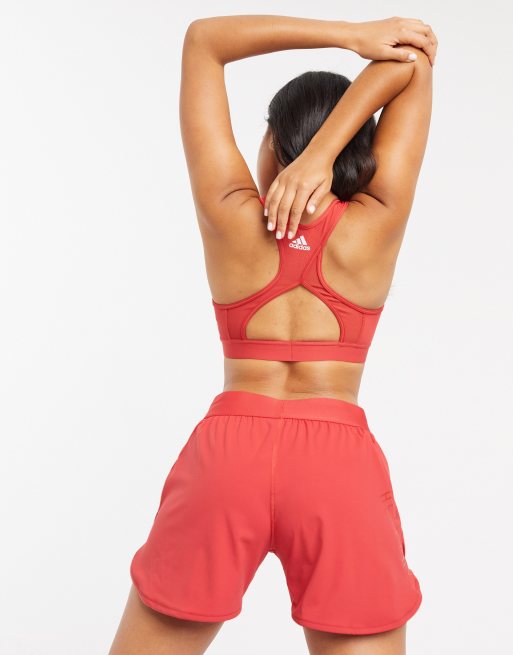 adidas Dont Rest 3 Stripes Sports Bra Red