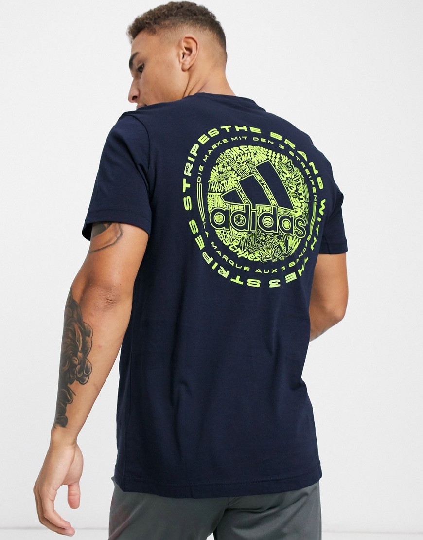 Adidas - Doodle Emblem - T-shirt in legend ink-Marineblauw