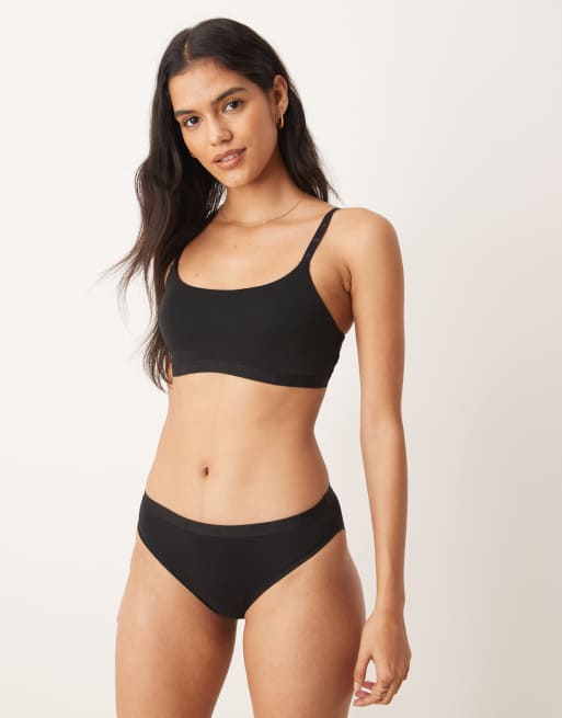 Adidas elastic scoop bralette with tonal logo detail in black, 4 of 4