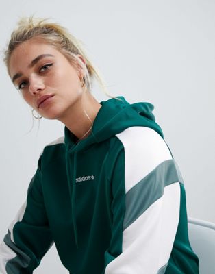 adidas eqt hoodie with stripe sleeves in green