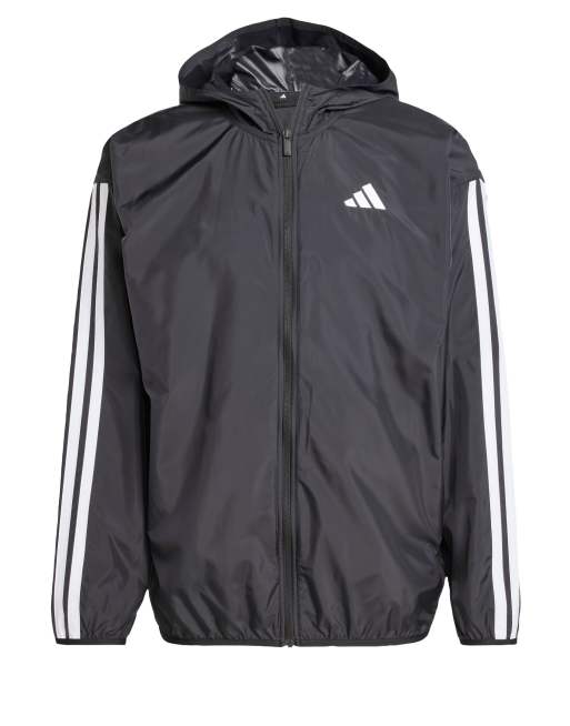 adidas Essentials 3-stripes windbreaker in black / white, 3 of 4
