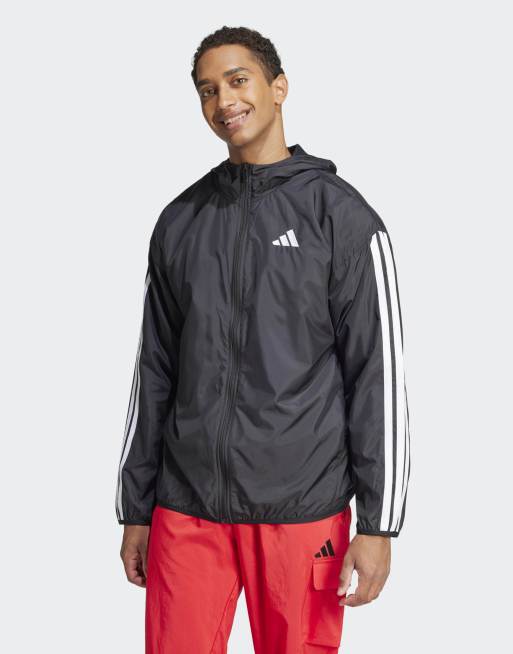 adidas Essentials 3-stripes windbreaker in black / white, 4 of 4