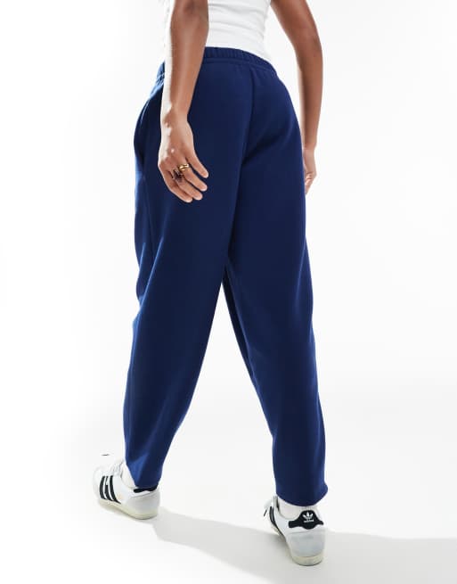 adidas Essentials contemporary logo fleece barrel pants in dark