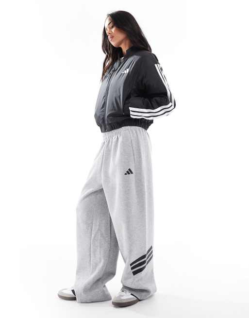 adidas - Essentials - Cropped bomberjack met 3-stripes logo in zwart, 3 van 4
