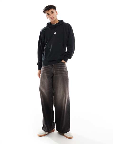 adidas - Essentials - Feelcozy - Sort hættetrøje i frotté med hvidt logoprint - view 1