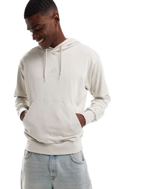 adidas - Essentials Feelcozy - Sweat à capuche en tissu éponge - Aluminium et blanc - view 1