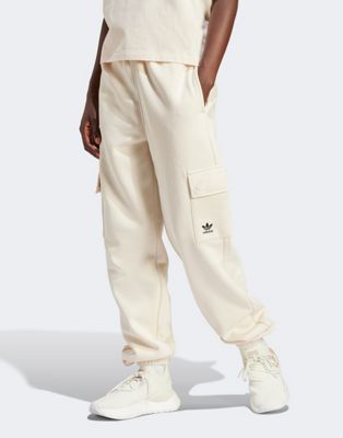 adidas Essentials Fleece Cargo Jogger Pants in White - ASOS Price Checker