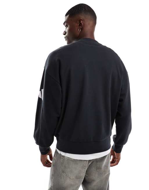 【Adidas コリア】 Essentials Loose Fit 3 Bar Logo Sweatshirt adidas Essentials Loose Fit 3 Bar Logo Sweatshirt - Black