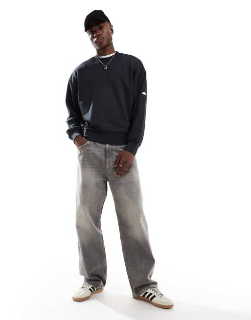【Adidas コリア】 Essentials Loose Fit 3 Bar Logo Sweatshirt adidas Essentials Loose Fit 3 Bar Logo Sweatshirt Noir/Blanc