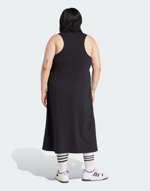 adidas - Essentials - Robe dos nu longue grande taille à 3 bandes - Noir/blanc, 2 de 4