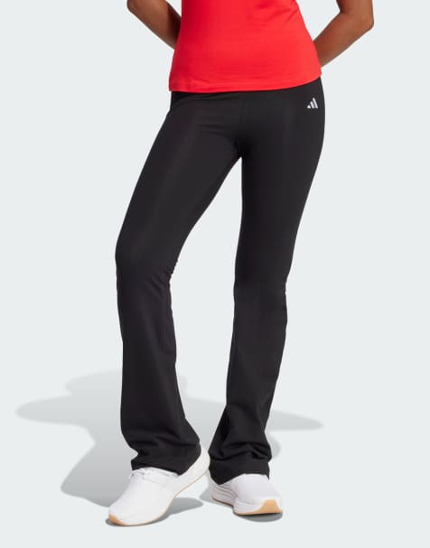 adidas – Essentials – Schlagleggings in Schwarz/Weiß mit kleinem Logo - view 1
