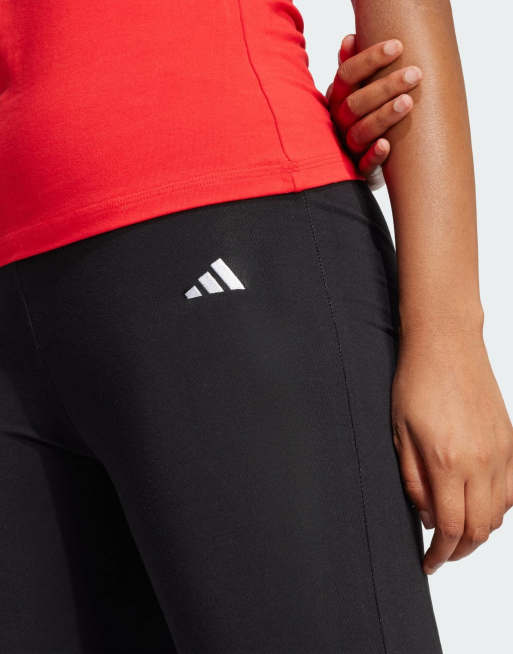 adidas – Essentials – Svarta och vita, utsvängda leggings med liten logga, 3 av 4