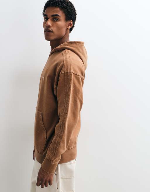 adidas Essentials three stripe hoodie in washed brown, 5 of 5