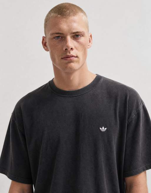 adidas Essentials three stripe T-shirt in washed black, 8 of 10