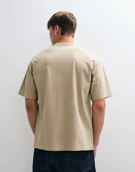 adidas Essentials three stripe T-shirt in washed khaki, 5 of 5