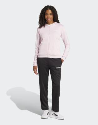 adidas Essentials - Trainingsanzug in klarem Rosa mit linearem Detail