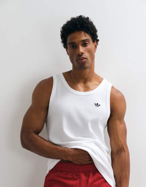 adidas Essentials trefoil tank top in white - view 1