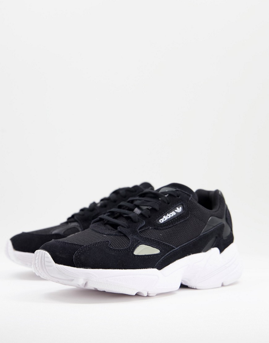 Adidas Falcon trainers in black and white