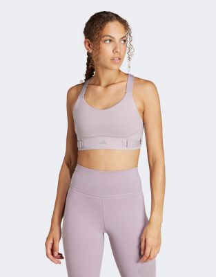 adidas – FastImpact Luxe Run – BH in Lila mit hoher Stützfunktion