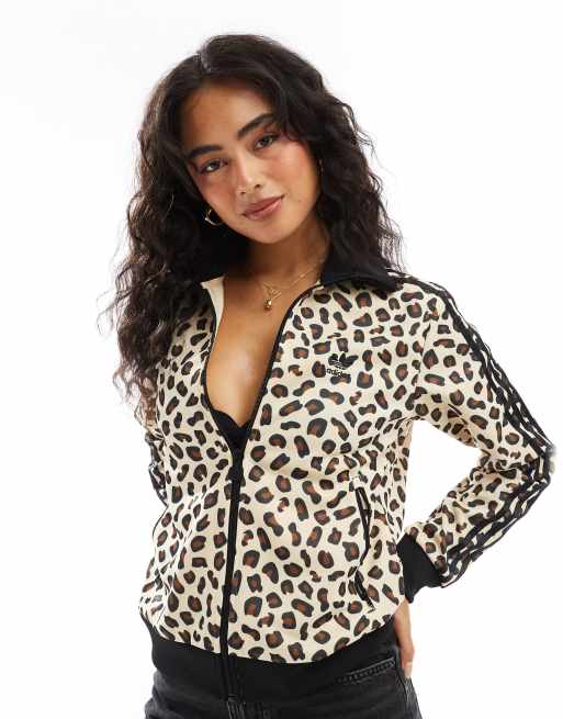 adidas - Firebird - Sort træningstop med leopardprint