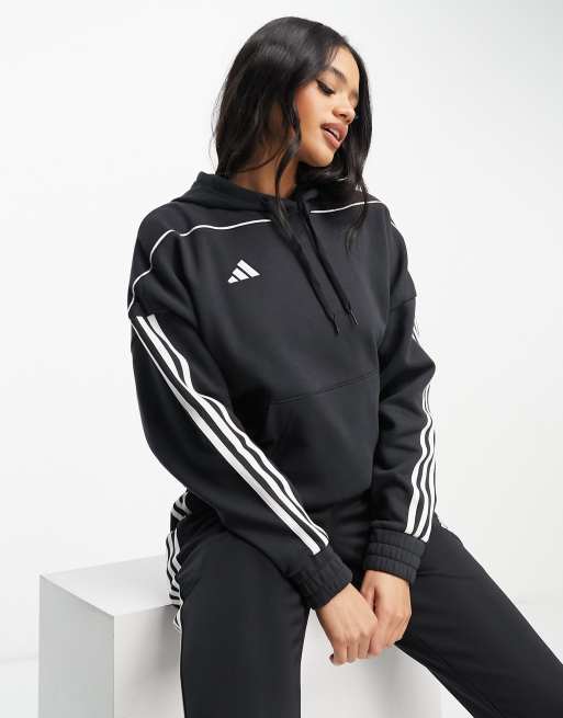 Adidas 3 stripe hoodie womens sale