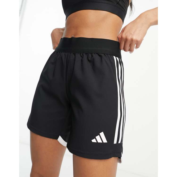 adidas Training 3 stripe shorts in black