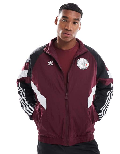 adidas Football Ajax Amsterdam Originals track top in burgundy ASOS