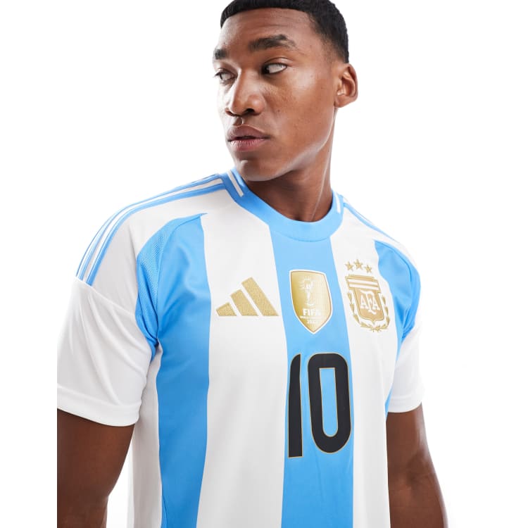 adidas Football Argentina 24 Messi Home jersey in white and blue