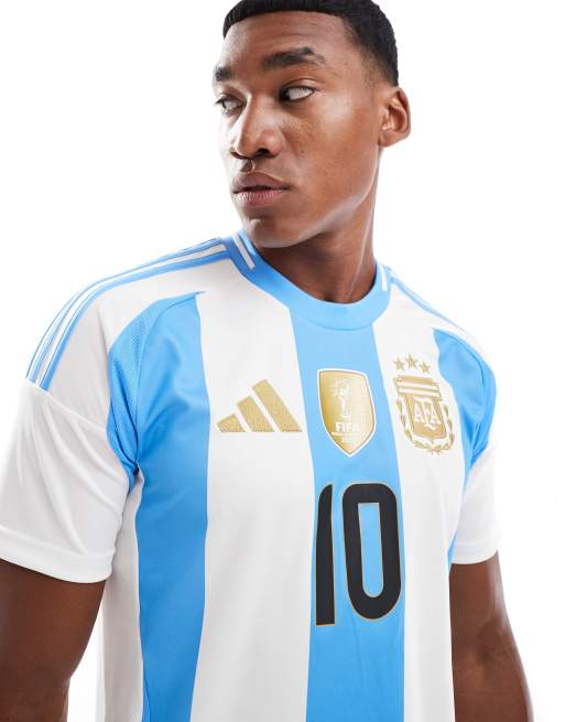 adidas Football Argentina 24 Messi Home jersey in white and blue ASOS