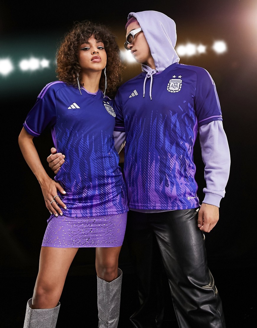 adidas football argentina world cup 2022 unisex away shirt in purple