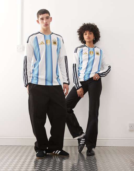 adidas Football Argentina World Cup 26 Heimtrikot mit langen Ärmeln in blau gestreift, 2 von 4