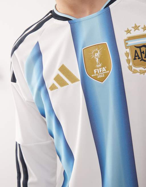 adidas Football Argentina World Cup 26 Heimtrikot mit langen Ärmeln in blau gestreift, 4 von 4
