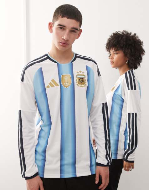 adidas Football Argentina World Cup 26 hemmatröja med långa ärmar i blå rand - view 1