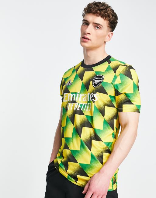 adidas Football – Arsenal FC 2022/23 – Koszulka przedmeczowa w kolorze żółtym, zielonym i czarnym