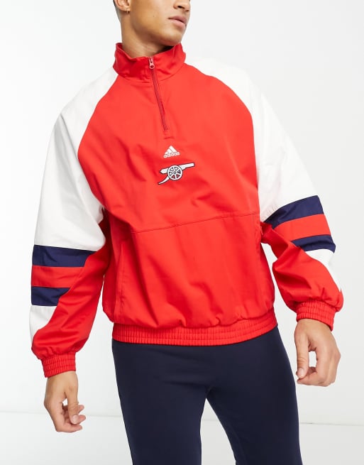 adidas Football Arsenal FC Icons half zip track top in red and white