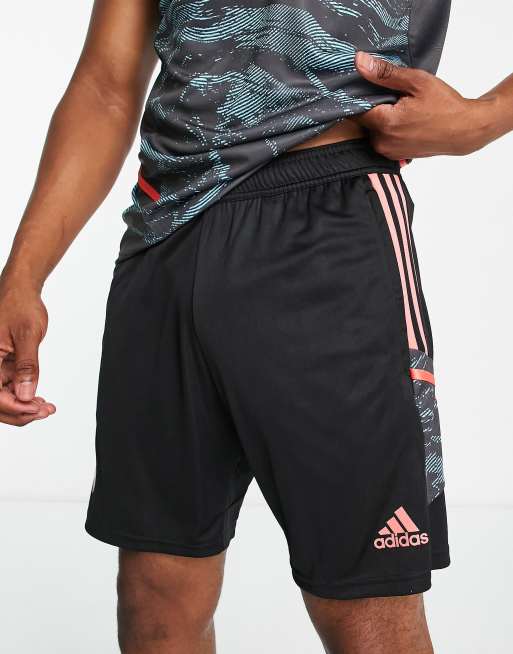 adidas Football Arsenal FC Training Pantaloncini neri e rossi stampati con 3 strisce ASOS