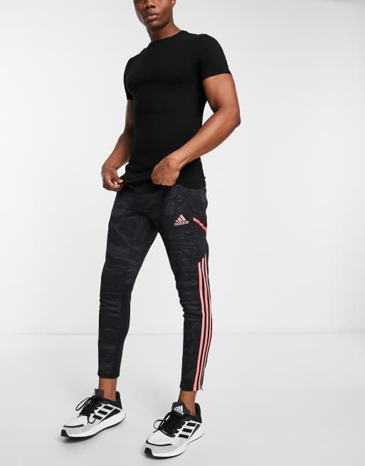 adidas Football Arsenal FC Training printed 3 stripe trackies in black and red